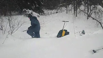 Выезд снегоката с гусеницей МД.
