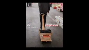 Тележка с раздвижной ручкой длиной 94 см. Изготовил для закупок на оптовом рынке.