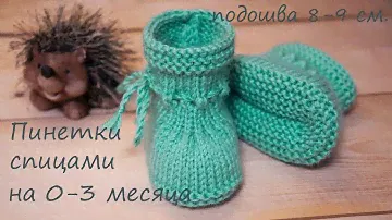 Пинетки на двух спицах на 0-3 месяца